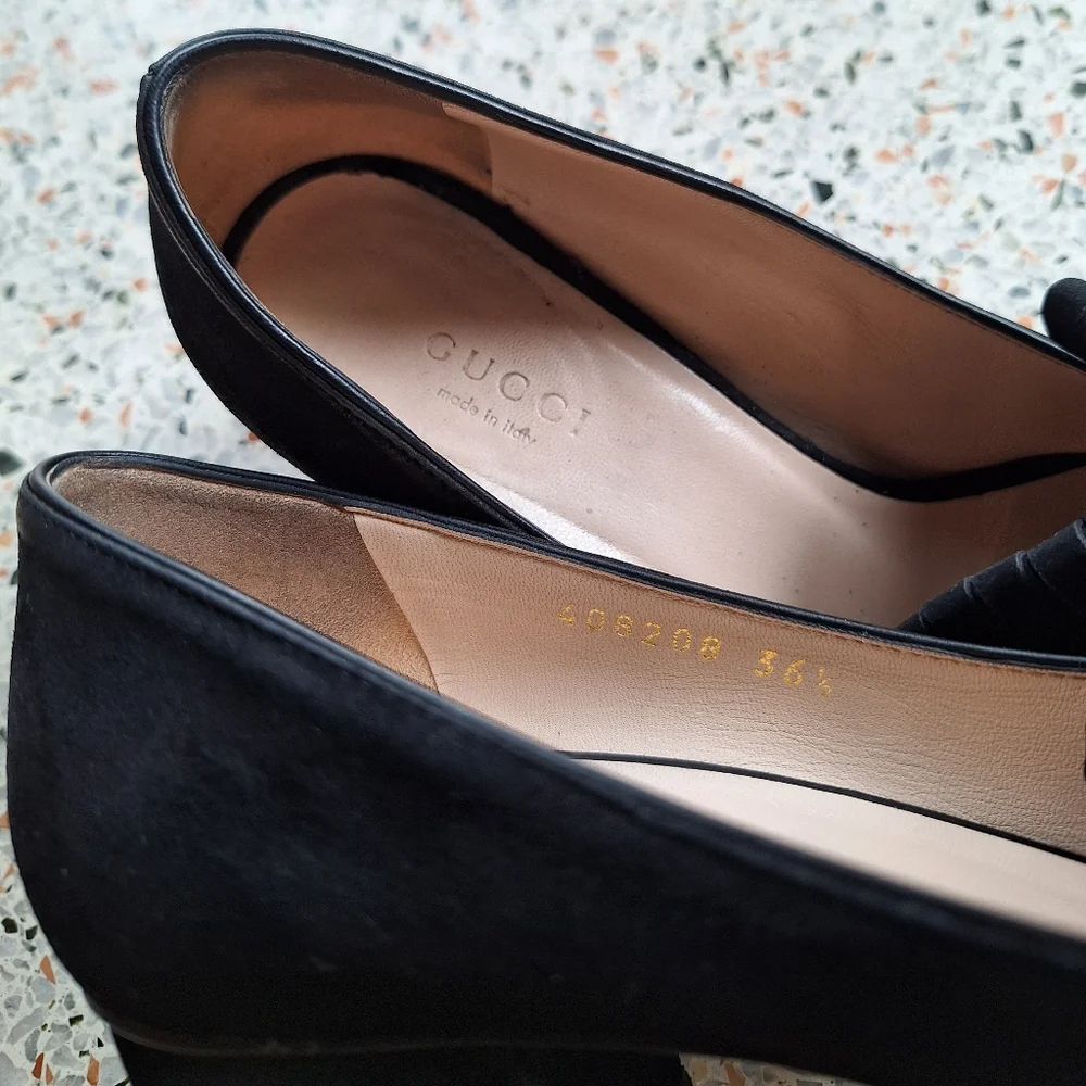 Gucci Marmont Suede Fringe GG Logo‎ Loafer Pumps - Picture 9 of 17